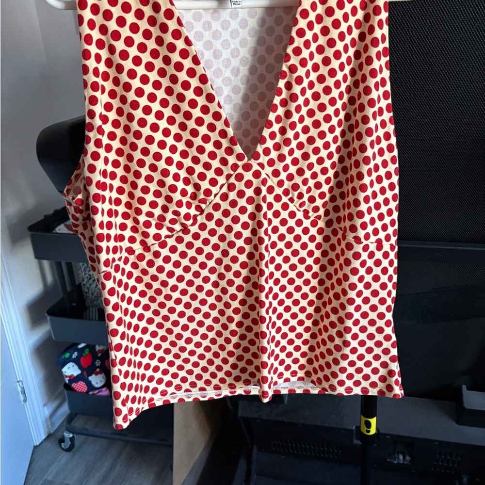Reformation Red and White Polka Dot Tank Top